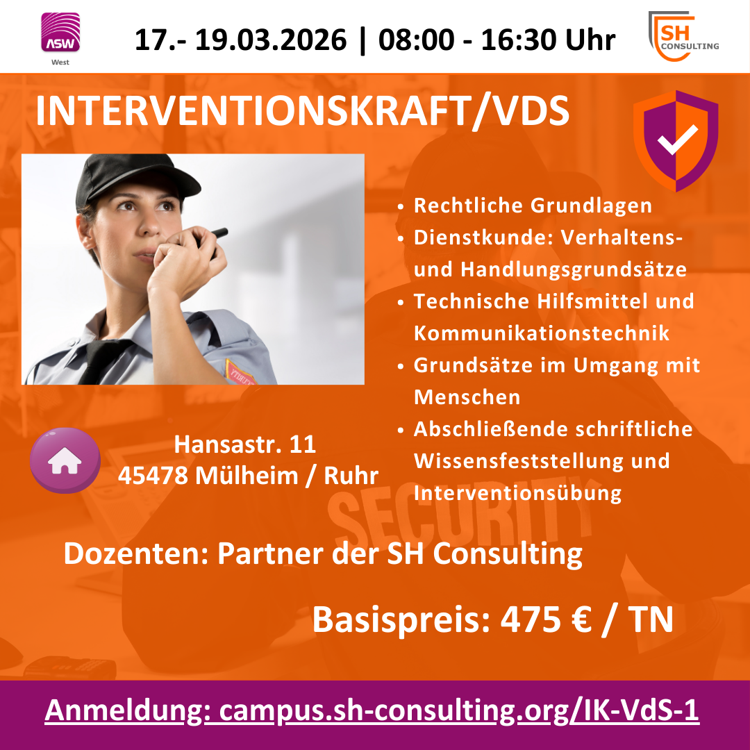 Interventionskraft – VdS gem. VdS-Richtlinie 2172/2868 (IK-VdS-1) 17.-19.03.2026